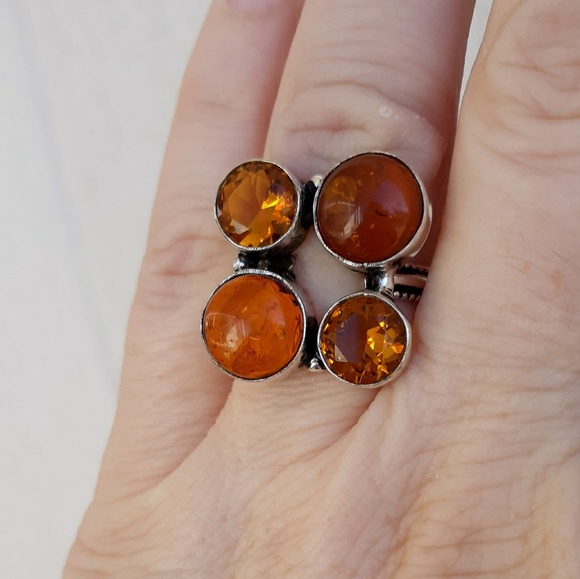 New Amber and Honey Citrine 925 Silver Ring. - Picture 8 of 8